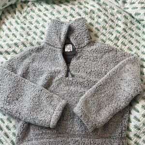 Hippie Rose Charcoal Sherpa Quarter-Zip Pullover